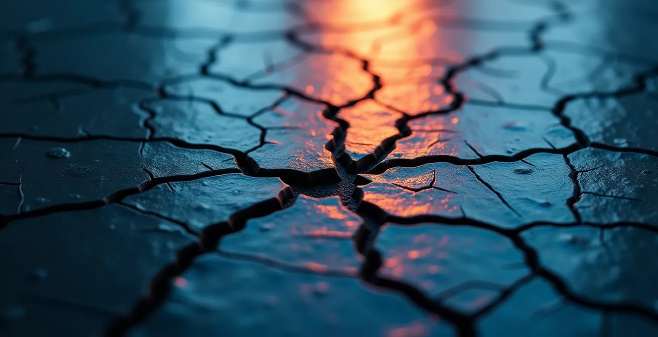 Vista macro de patrones de datos formando señales de alerta en superficie texturizada