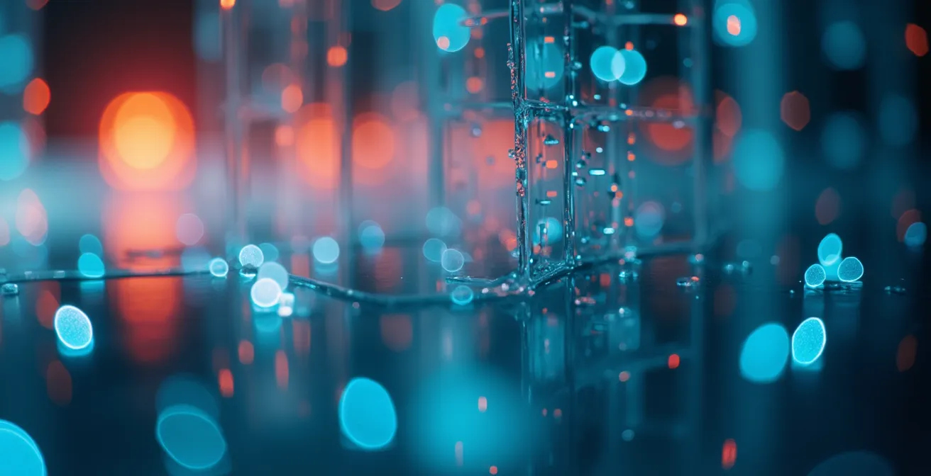 Vista macro de pantalla mostrando métricas abstractas de autoridad digital