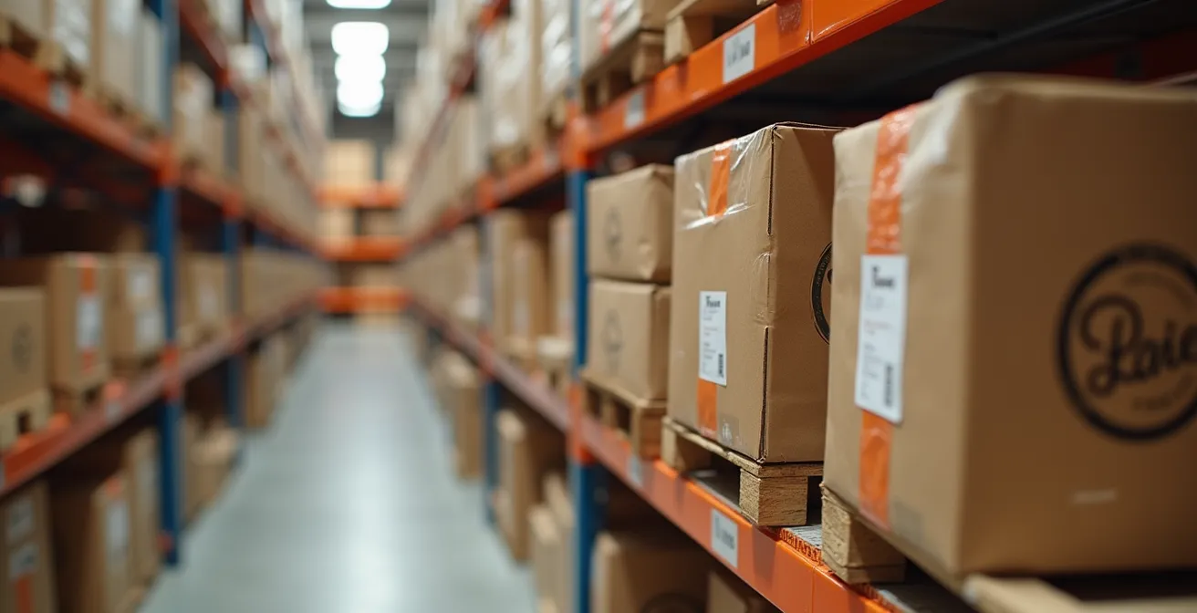 Almacén logístico moderno con sistemas automatizados de gestión de inventario durante temporada alta