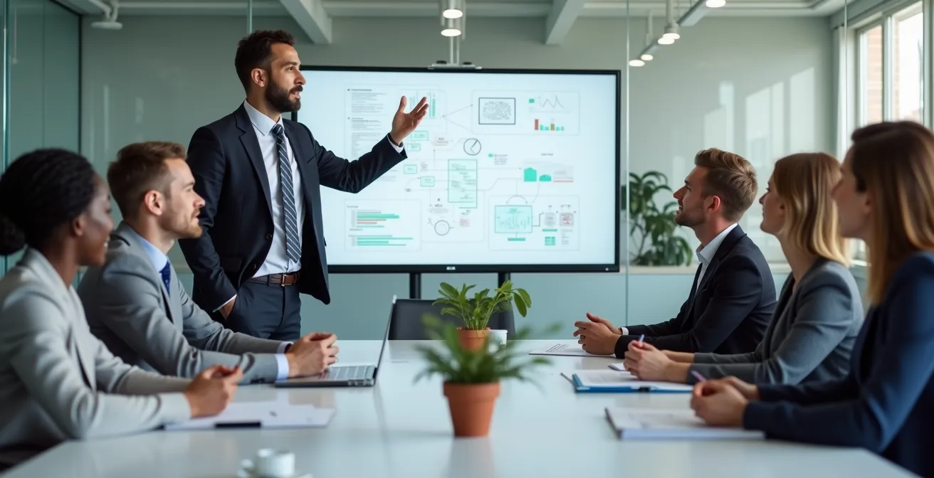 Reunión colaborativa entre equipos de ventas y operaciones para planificación integrada