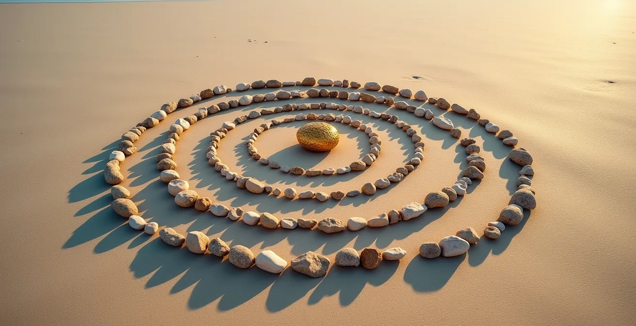 Visualización abstracta del mercado total direccionable, mostrando cómo un nicho pequeño puede tener un alto valor.